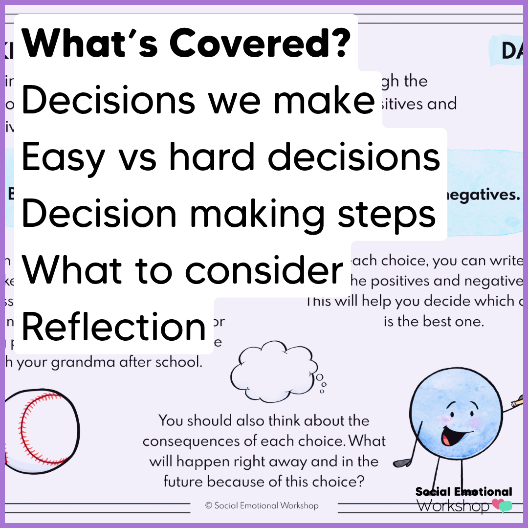 Decision Making + Problem Solving - Good Choices - SEL Worksheets