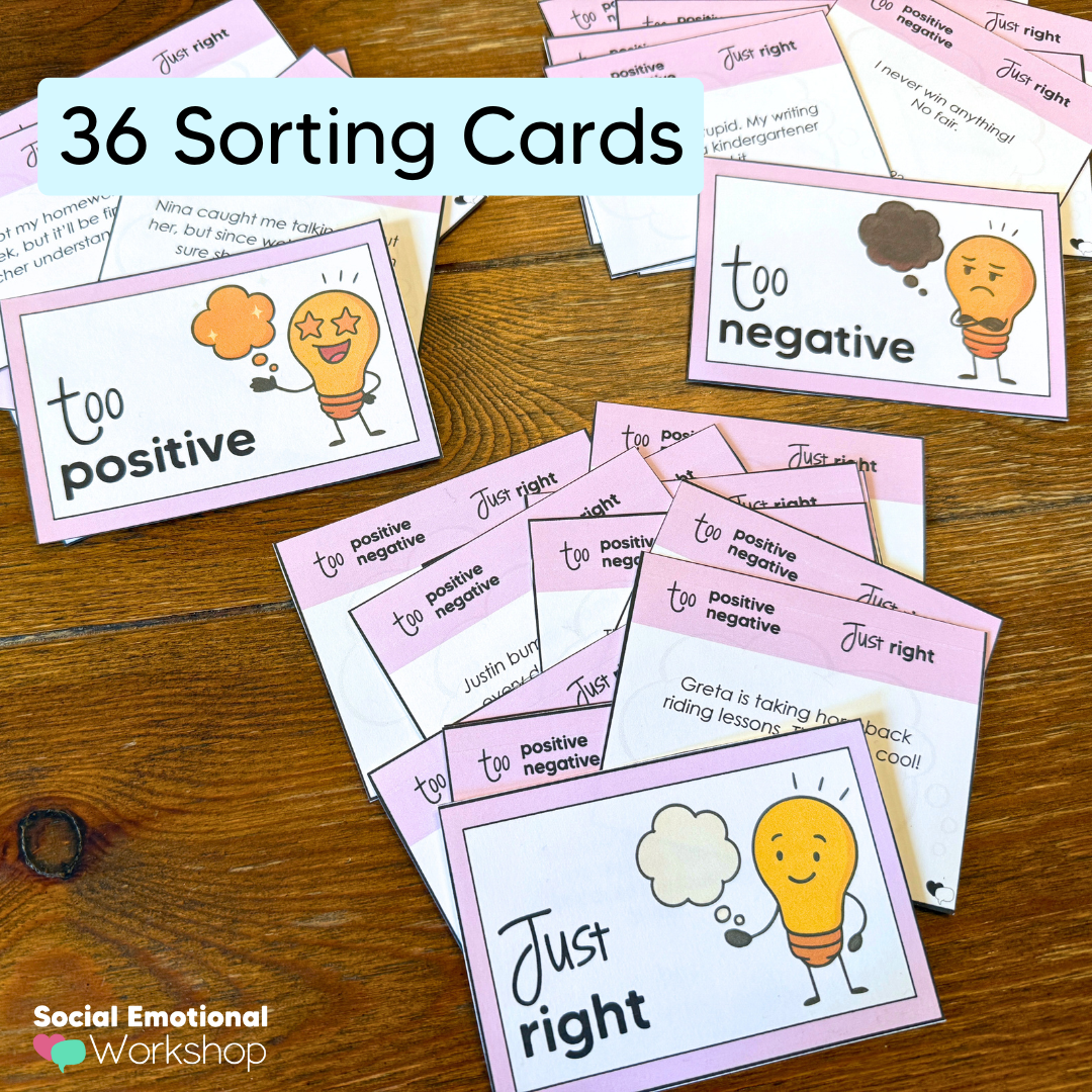 Negative and Positive Thinking Sort - CBT Counseling Activity for Positive Self Talk