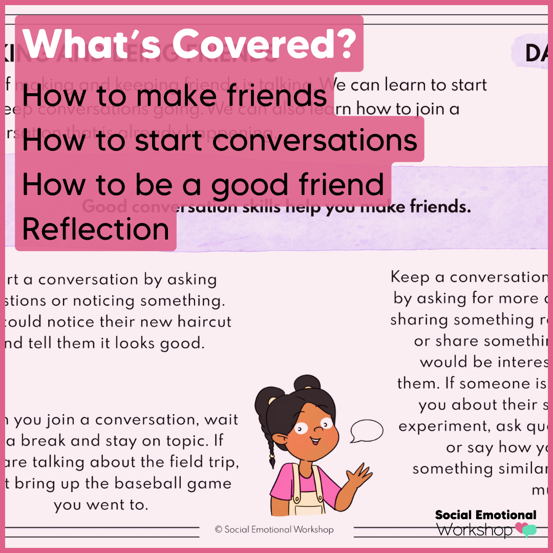 Making Friends Social Skills Activities - How to be a Good Friend - Friendship SEL Worksheets