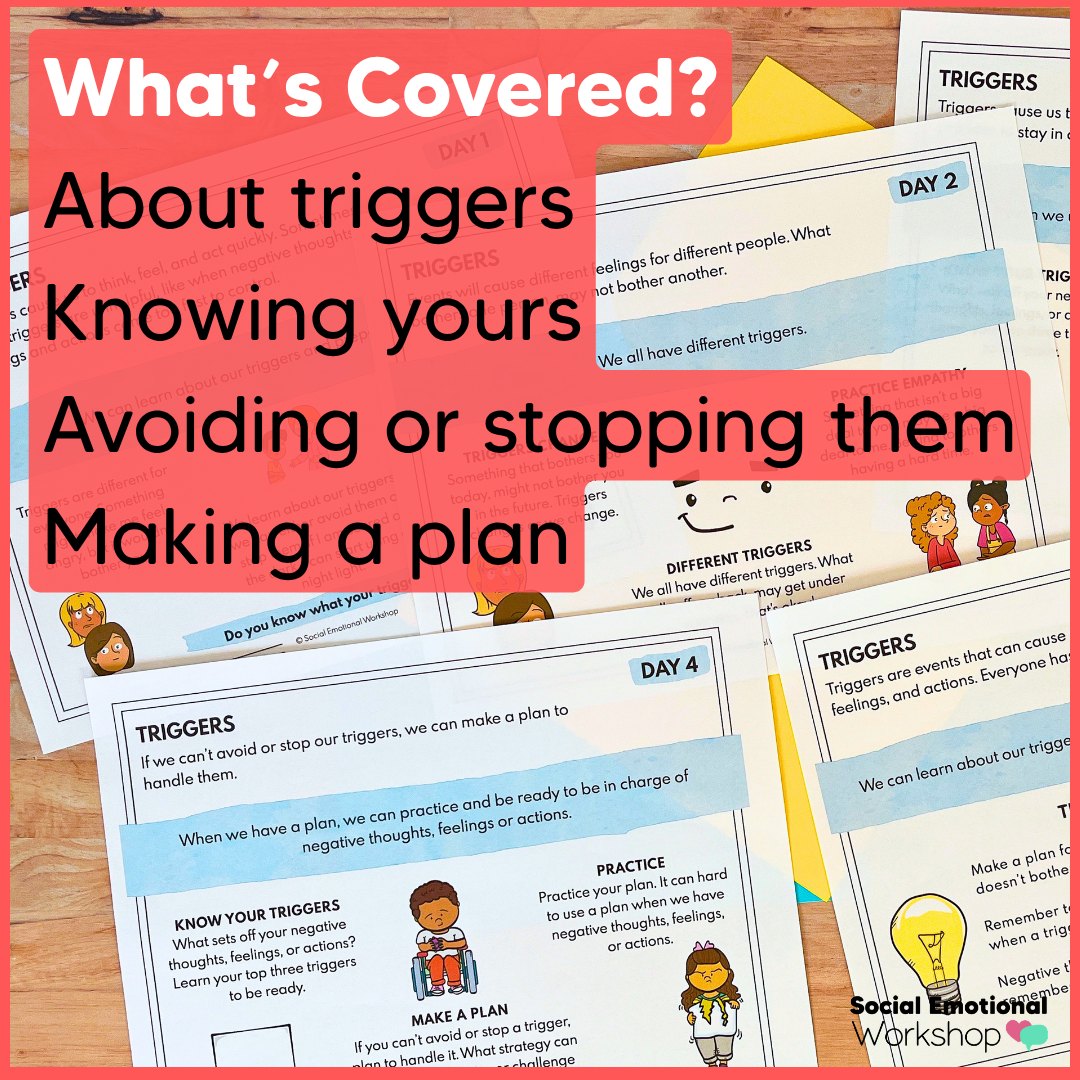 Recognize Stress & Triggers - Quick SEL Worksheets - Low Prep
