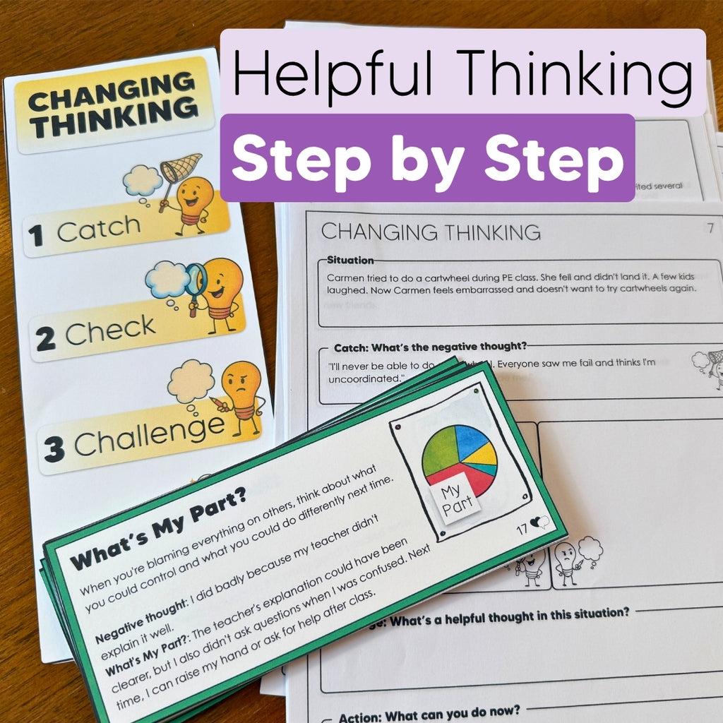 Positive Self-Talk & Negative Thinking Bundle | CBT Counseling Activities for Anxiety & Anger | Grades 3-7