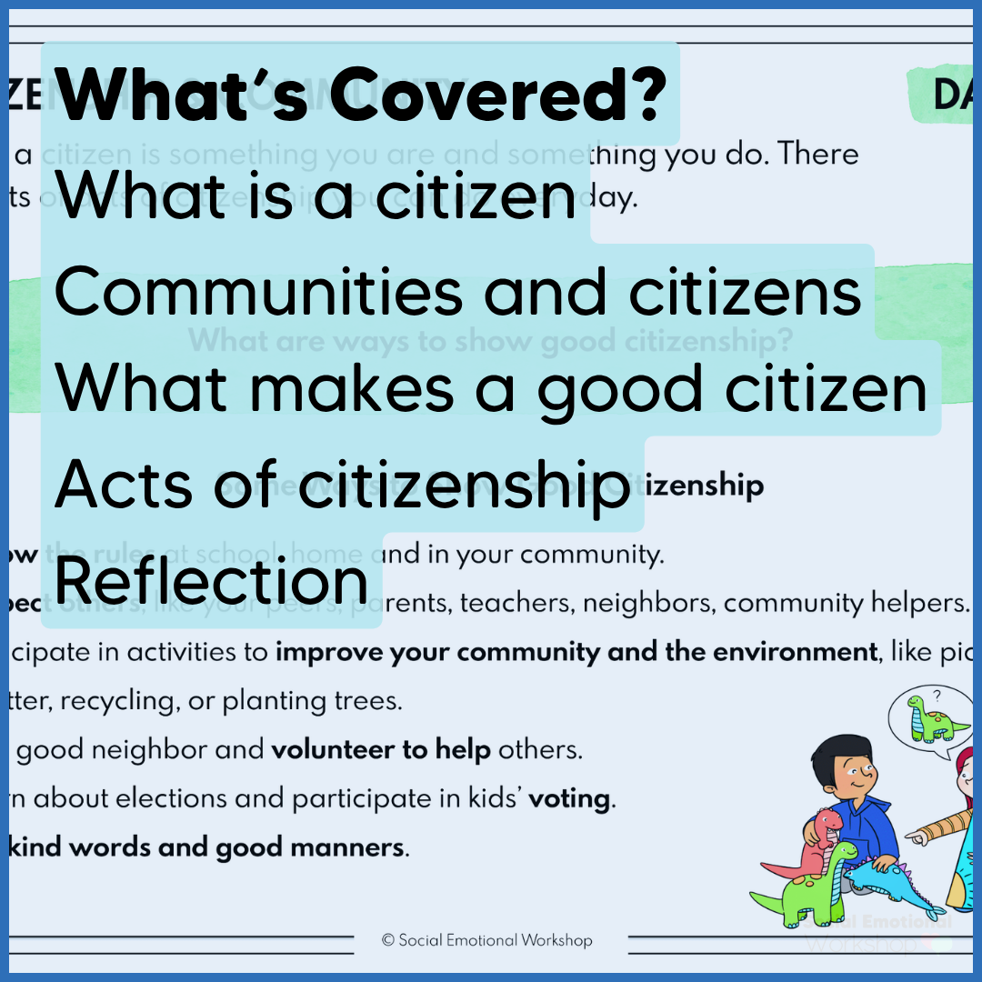 Citizenship - Being a Good Citizen Activities SEL Worksheets Community
