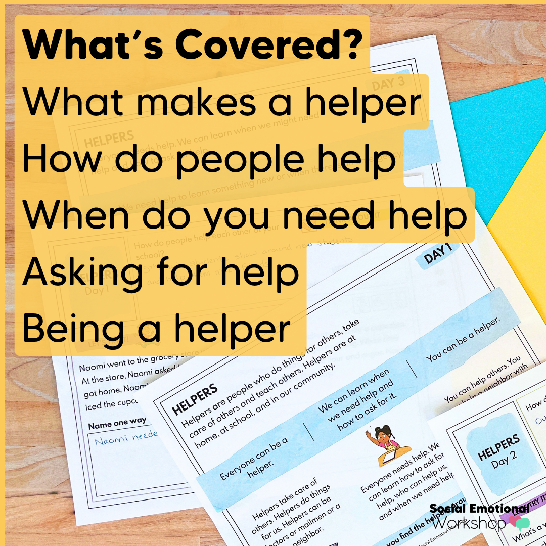 Asking for Help and Giving Help - SEL Worksheets Low Prep