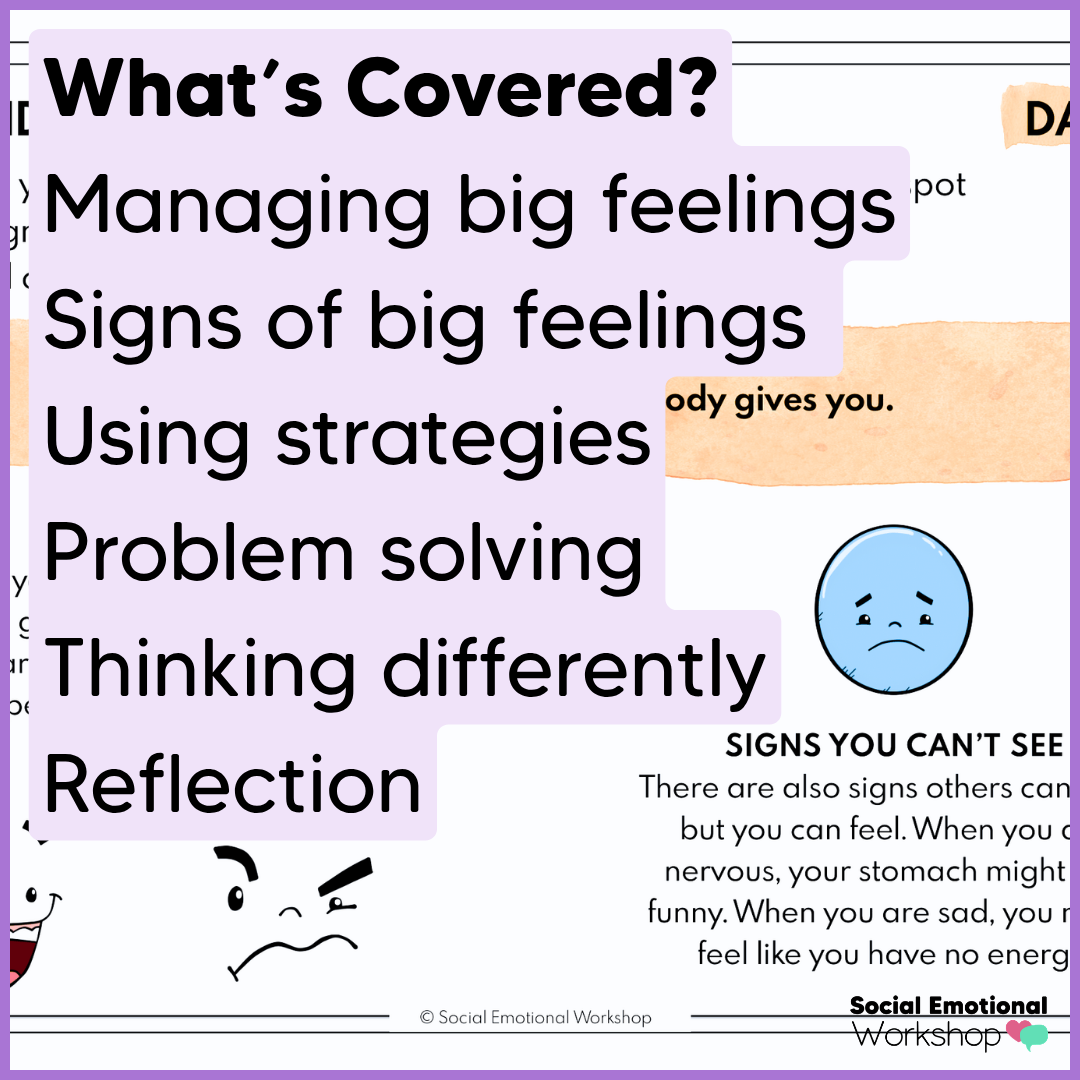 Identifying and Managing Feelings - Emotional Regulation SEL Worksheets