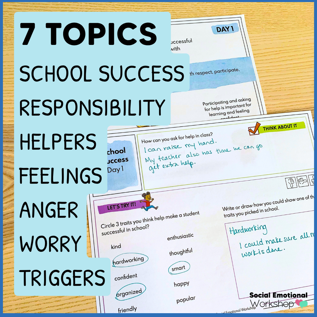 Self Awareness - SEL Worksheets for Feelings, Asking for Help, Responsibility