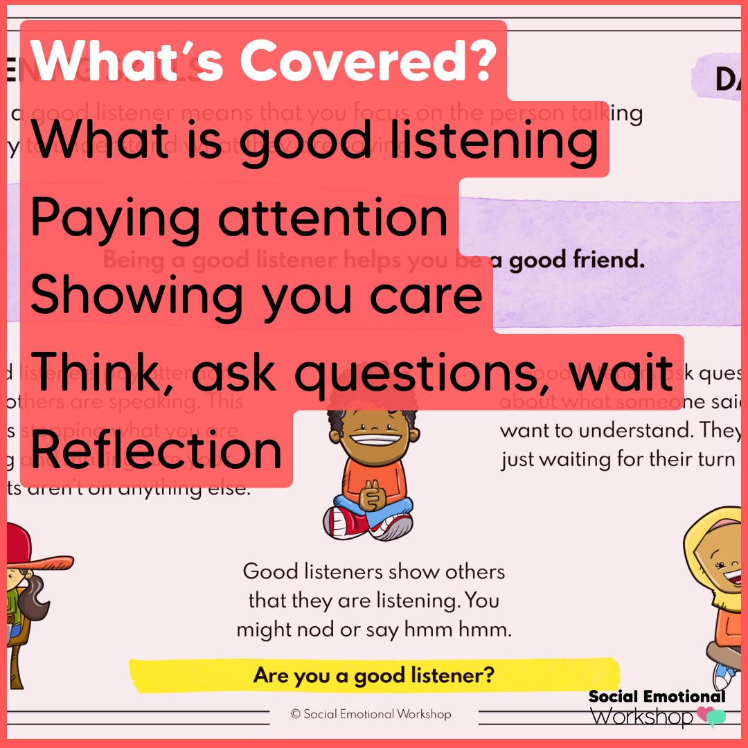 How To Be A Good Listener - Active Listening - Quick SEL Worksheets