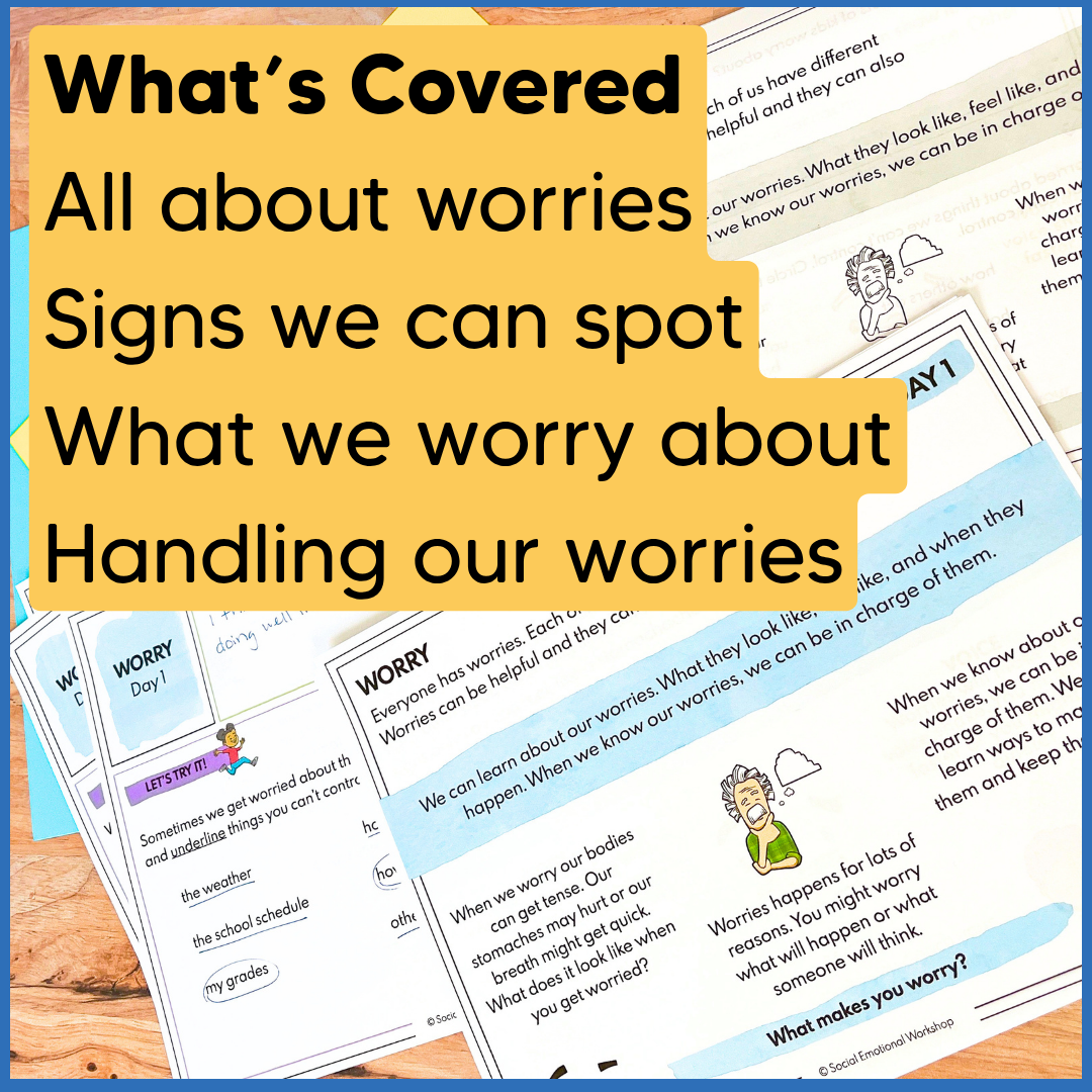Worry and Anxiety - Quick SEL Worksheets - Low Prep