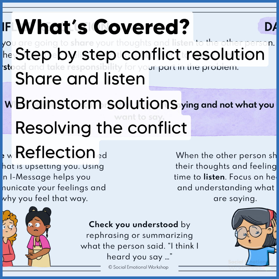Conflict Resolution Activities | Social Skills Scenarios | SEL Worksheets