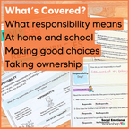 Responsibility - Making Good Choices and Taking Ownership - Social Emotional Learning Worksheets