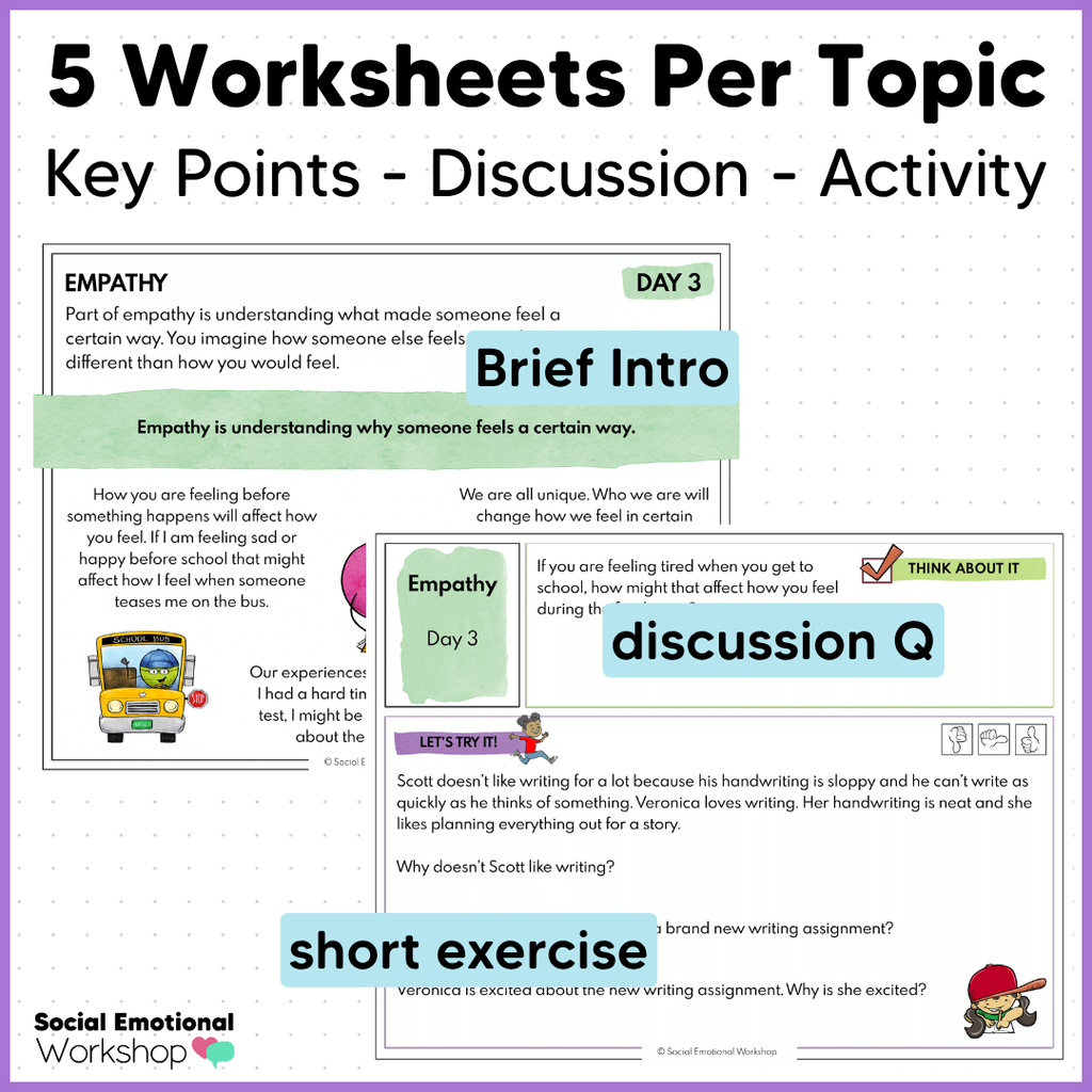 Social Awareness and Social Skills - SEL Worksheets - No Prep