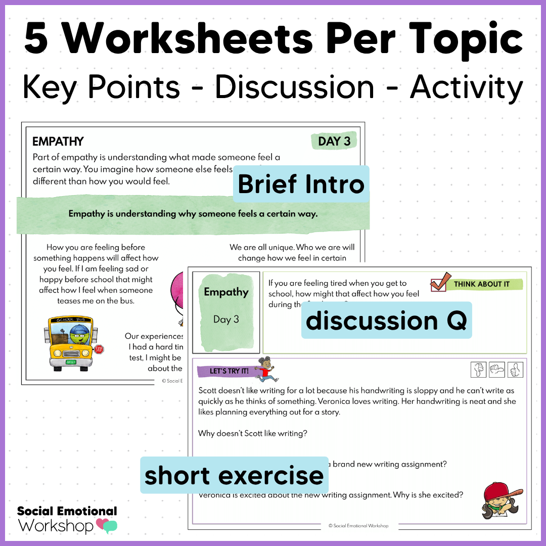 Social Awareness and Social Skills - SEL Worksheets - No Prep