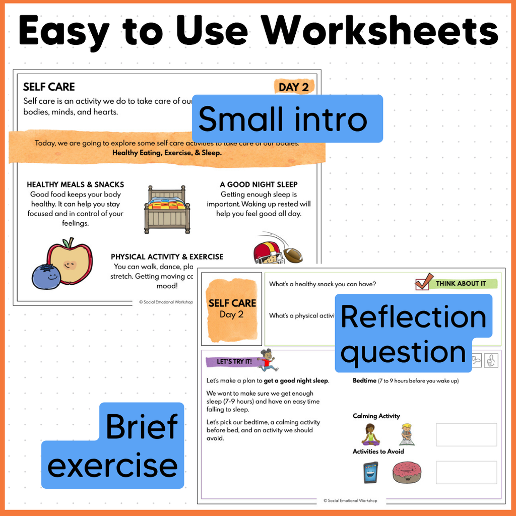Self Care to Build Healthy Habits - SEL Worksheets - No Prep