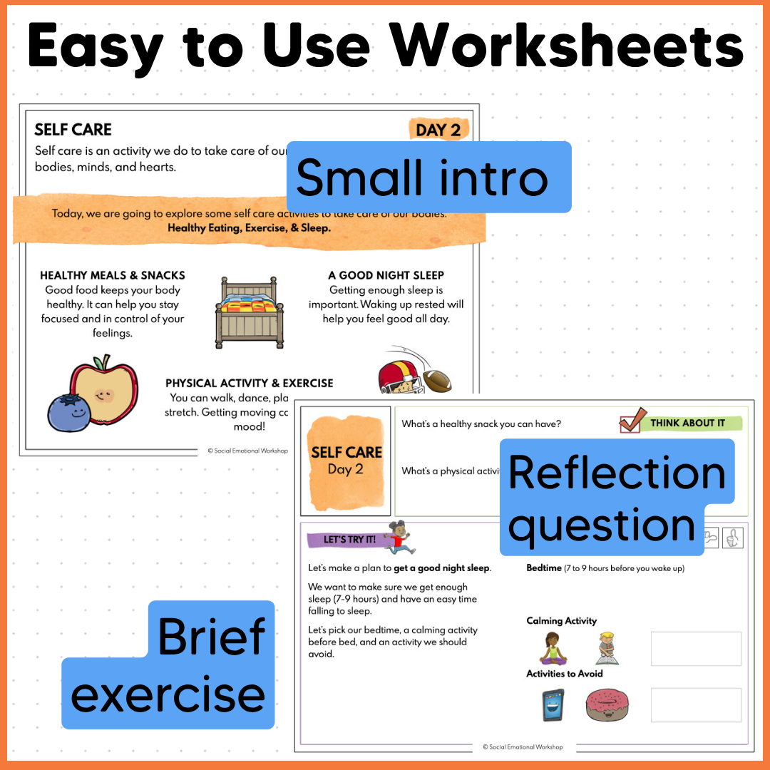 Self Care to Build Healthy Habits - SEL Worksheets - No Prep
