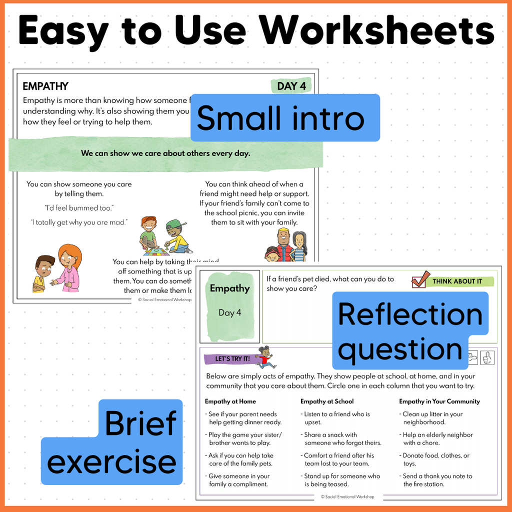 Empathy Activities - Perspective Taking & Kindness - SEL Worksheets