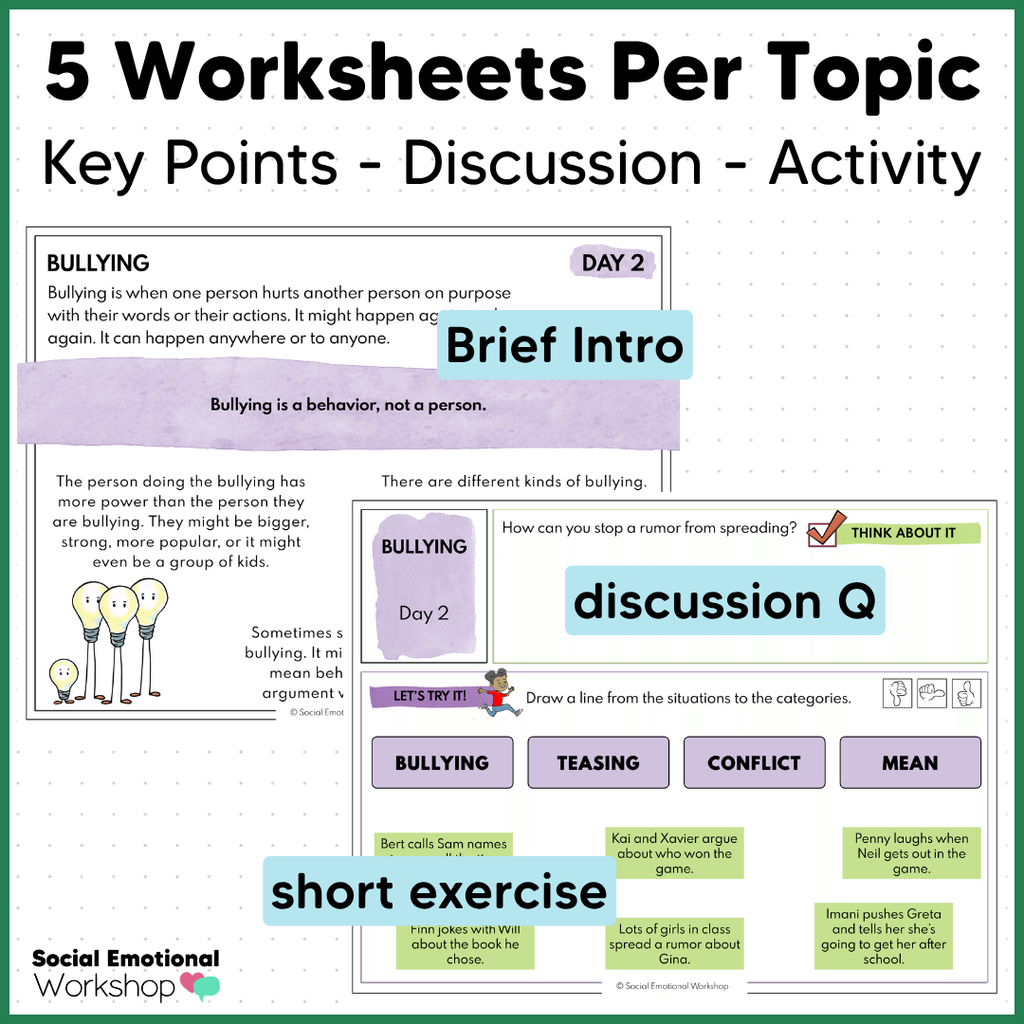 Friendship, Social Skills, and Peer Relationships - Quick SEL Worksheets Bundle