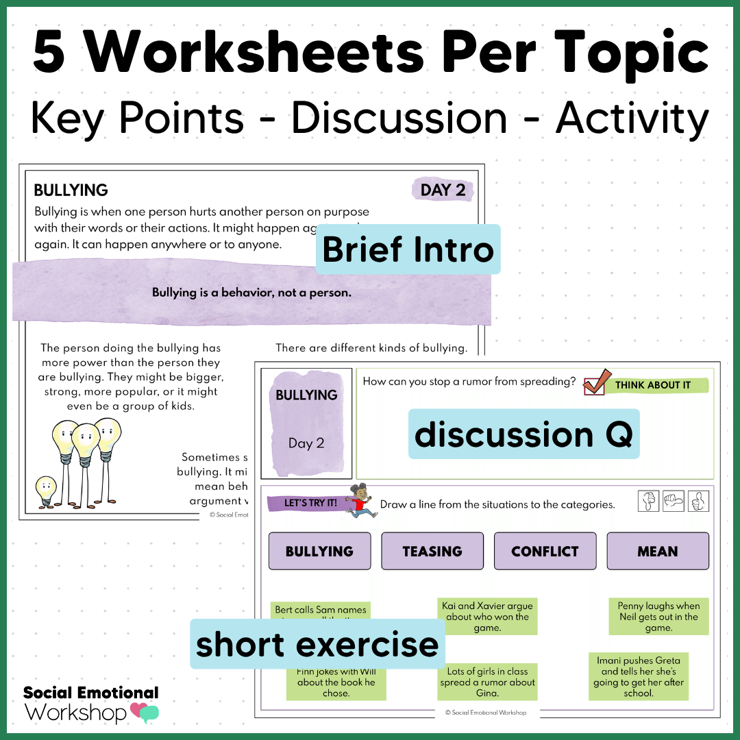 Friendship, Social Skills, and Peer Relationships - Quick SEL Worksheets Bundle