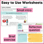 Digital Citizenship, Internet Safety, Digital Footprint - SEL Worksheets