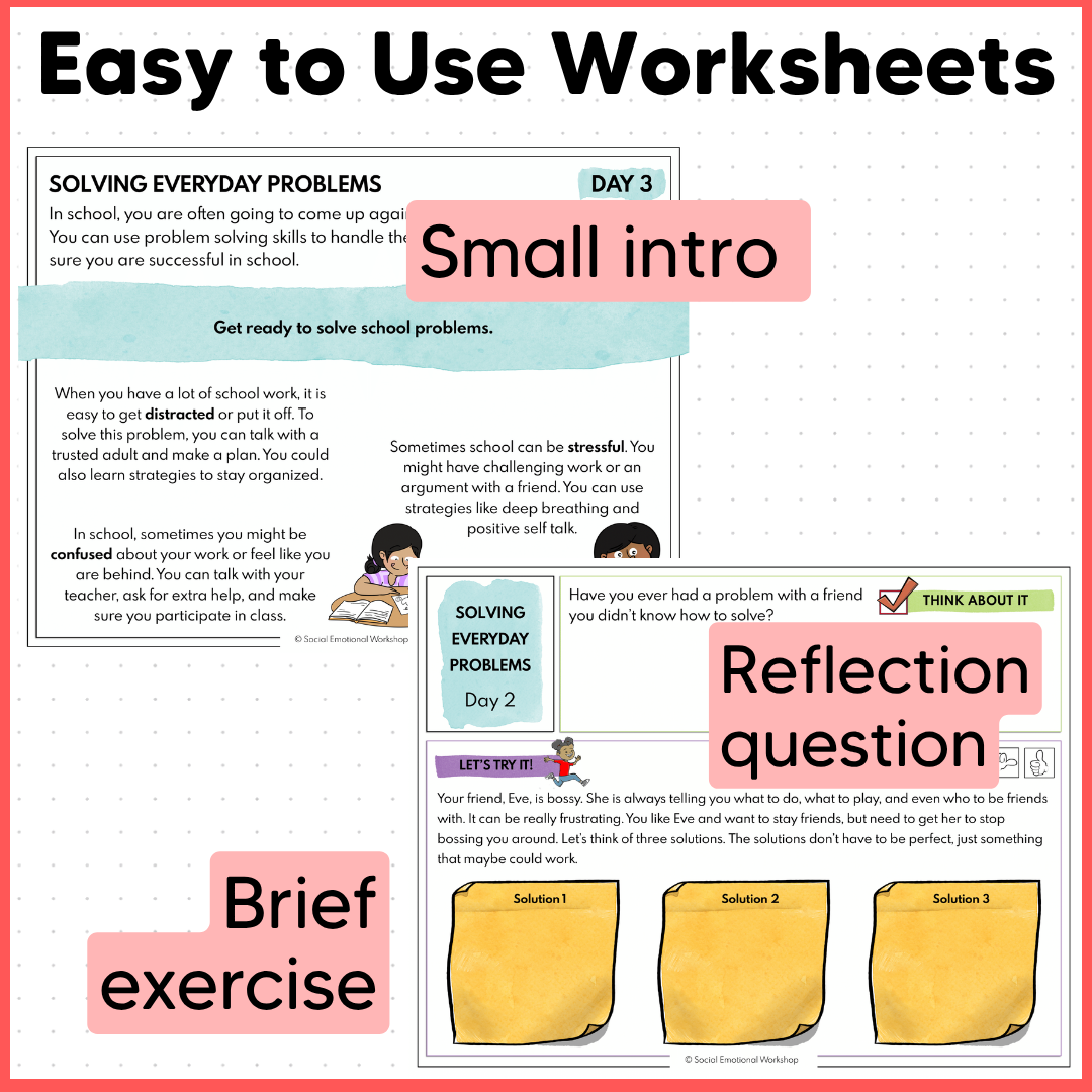 Social Problem Solving, Social Skills Scenarios - Decision Making SEL Worksheets