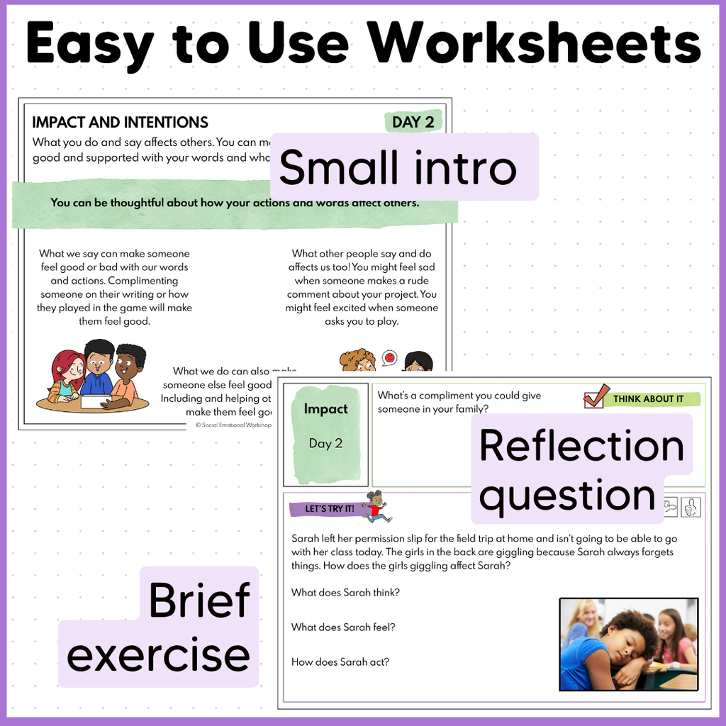 Impact vs Intentions - Social Pressure - Social Skills - Quick SEL Worksheets