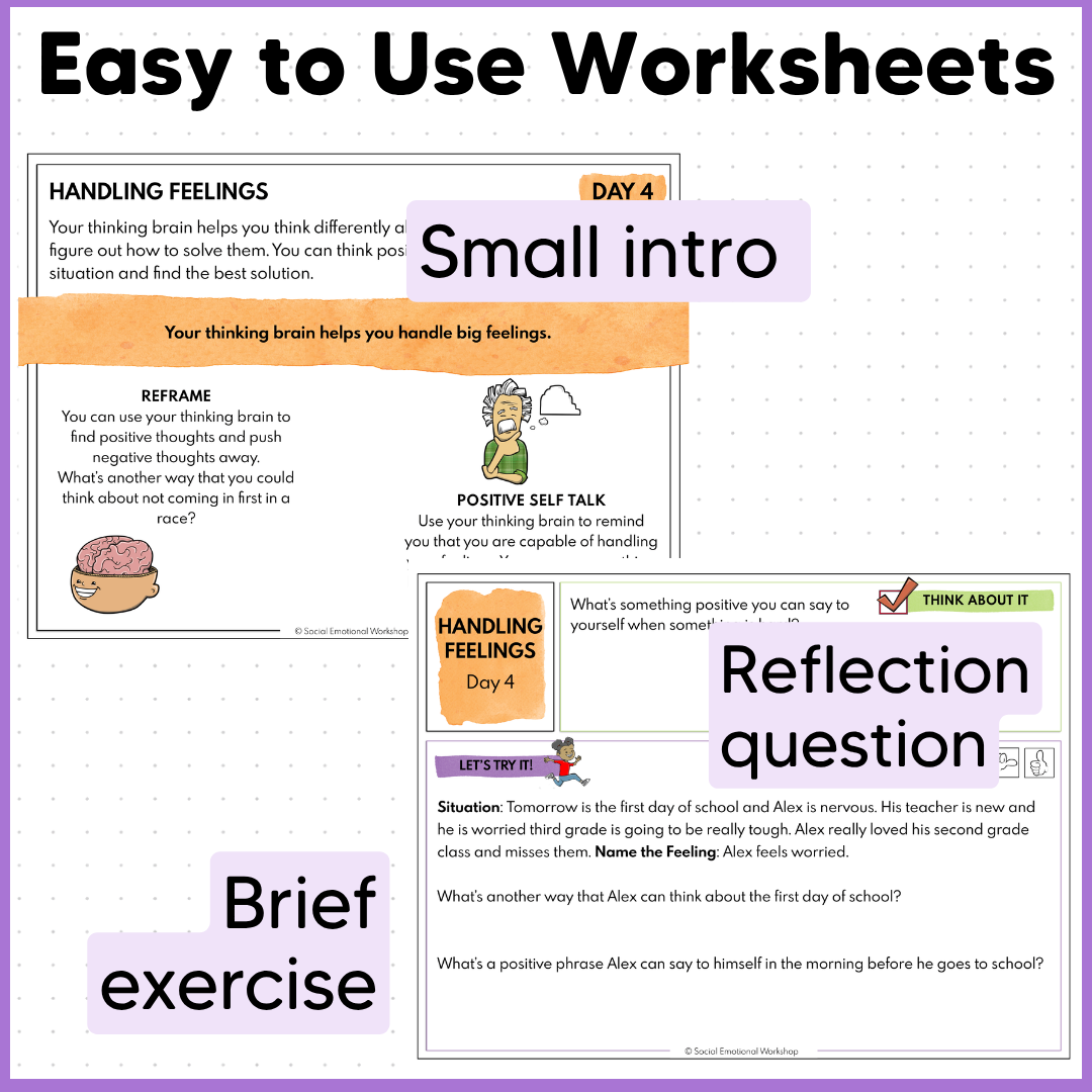 Identifying and Managing Feelings - Emotional Regulation SEL Worksheets