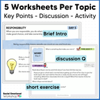 Self Awareness - SEL Worksheets for Feelings, Asking for Help, Responsibility