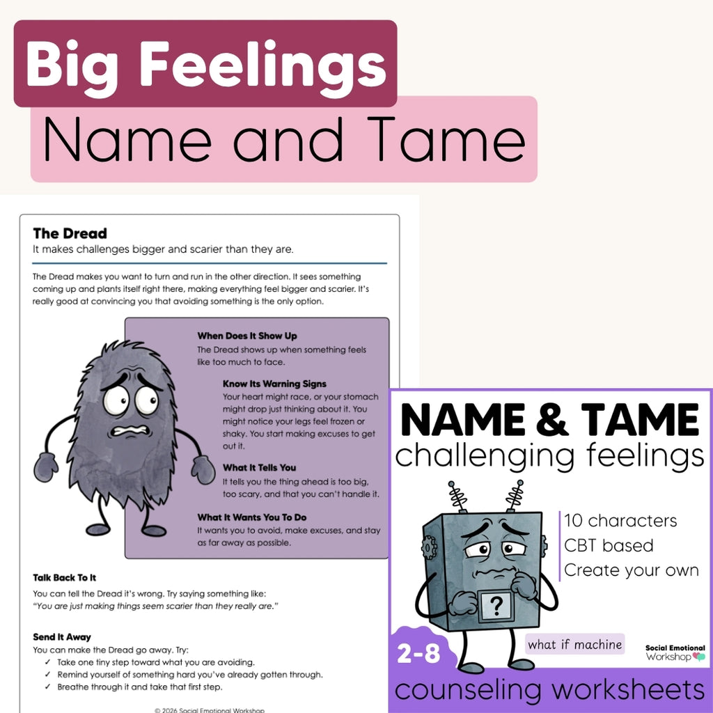 Anxiety & Coping Skills CBT Bundle | Counseling Activities for Grades 2-8