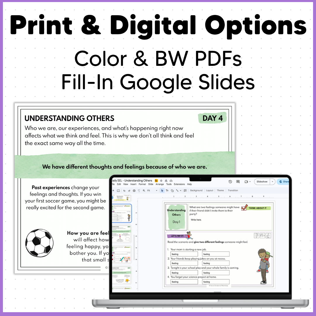 Social Awareness and Social Skills - SEL Worksheets - No Prep