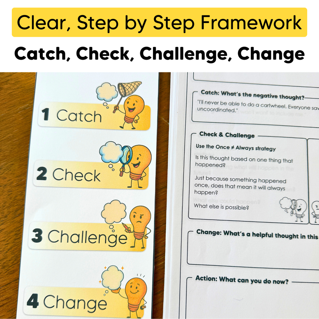 Reframing Negative Thoughts: Positive Self-Talk | CBT Counseling Activities for Changing Negative Thinking Vol 1