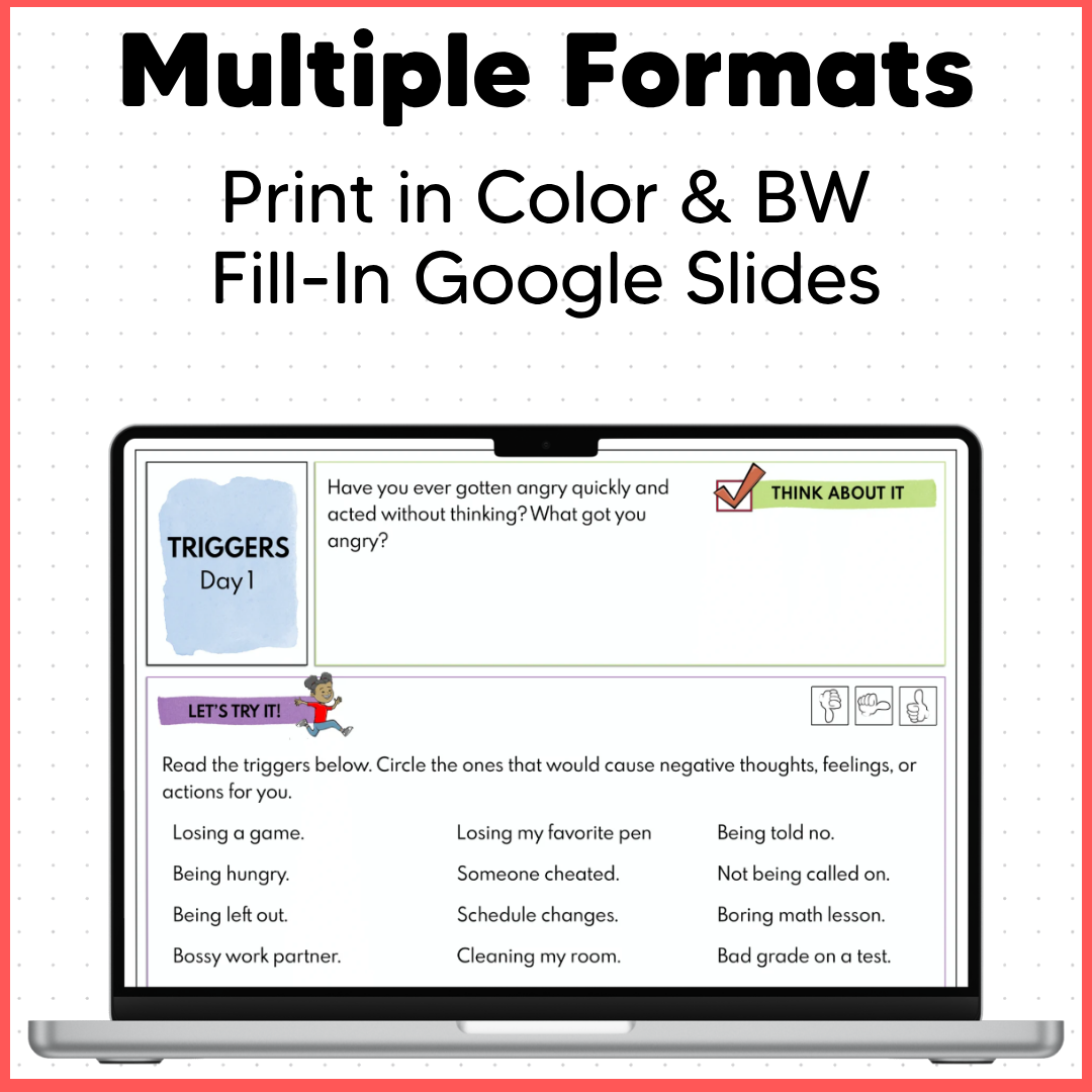Recognize Stress & Triggers - Quick SEL Worksheets - Low Prep