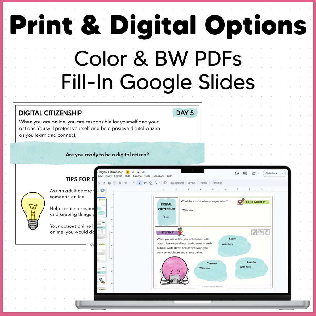 Digital Citizenship, Internet Safety, Digital Footprint - SEL Worksheets