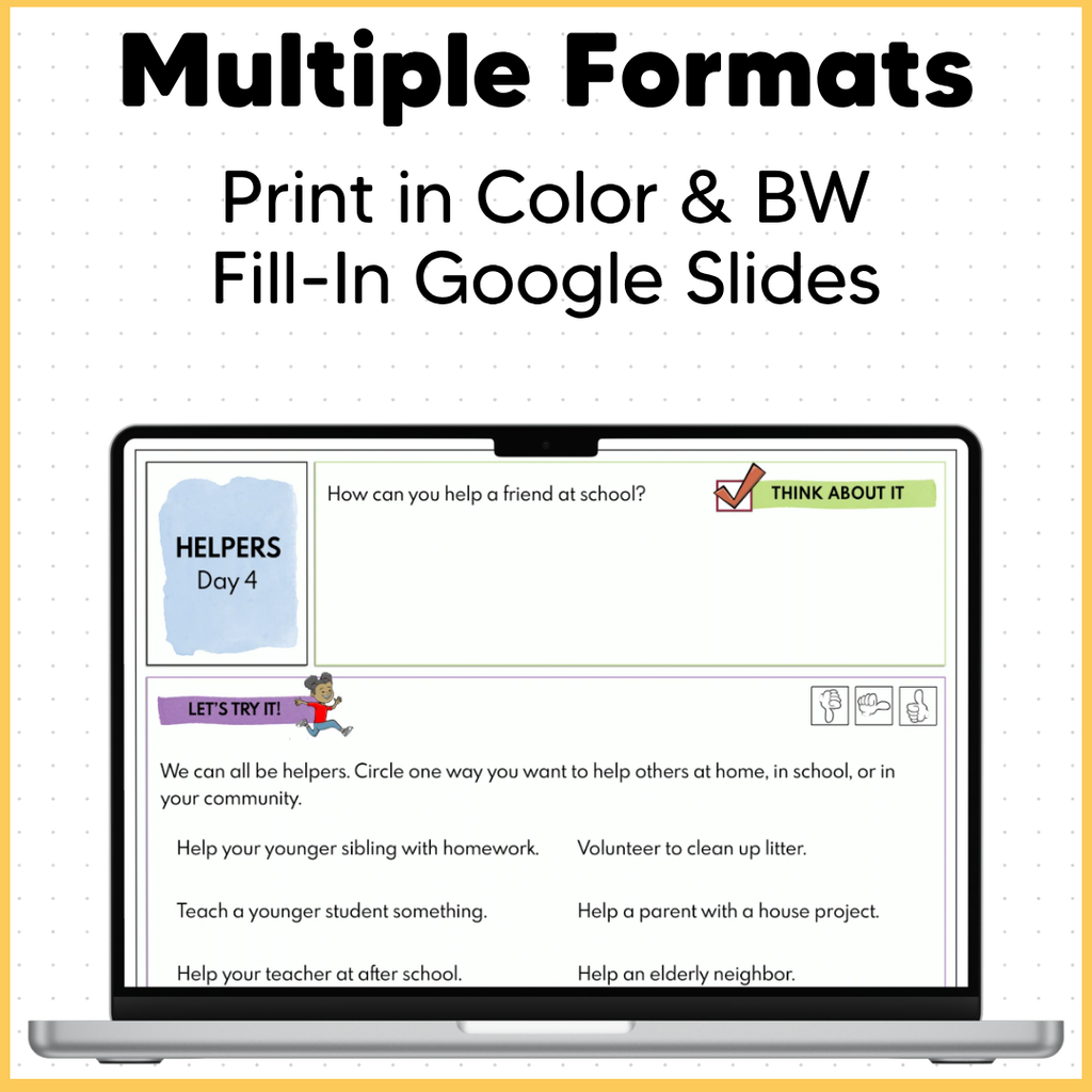 Asking for Help and Giving Help - SEL Worksheets Low Prep