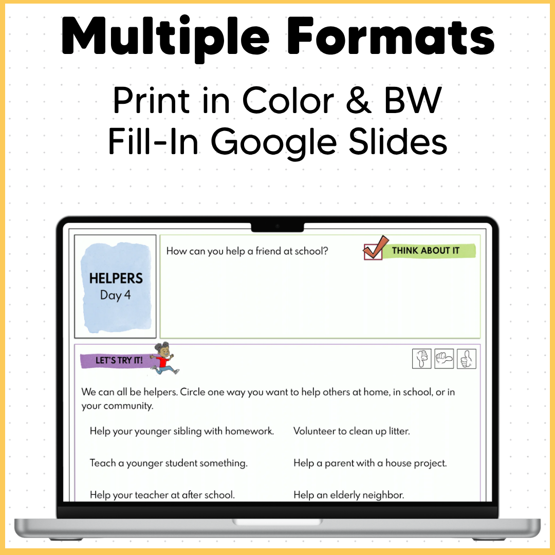 Asking for Help and Giving Help - SEL Worksheets Low Prep