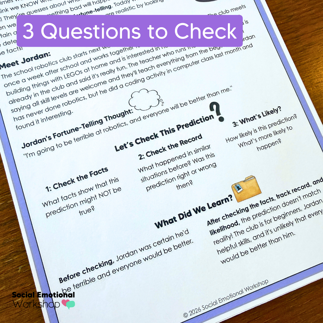 Fortune Telling CBT Activity | Cognitive Distortion | Counseling Worksheets