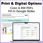 Decision Making + Problem Solving - Good Choices - SEL Worksheets