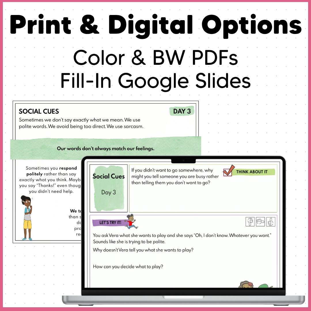 Social Cues - SEL Worksheets