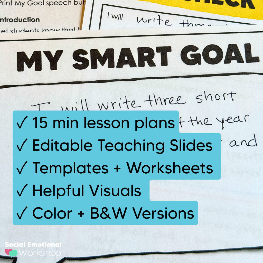 SMART Goal Setting Lessons with Activities, Templates, + Teaching Slides