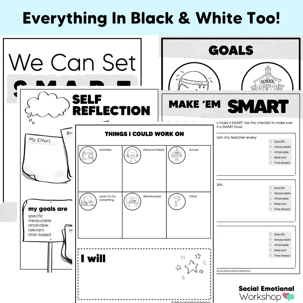 SMART Goal Setting Lessons with Activities, Templates, + Teaching Slides