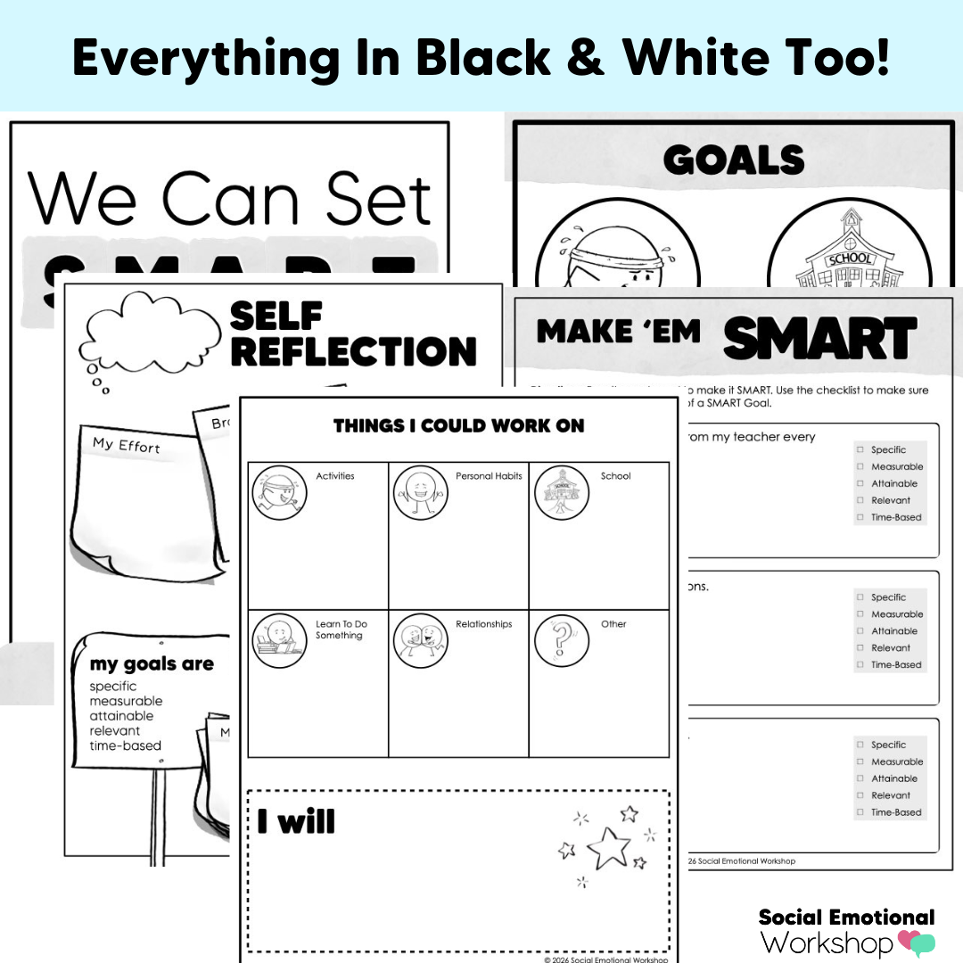 SMART Goal Setting Lessons with Activities, Templates, + Teaching Slides