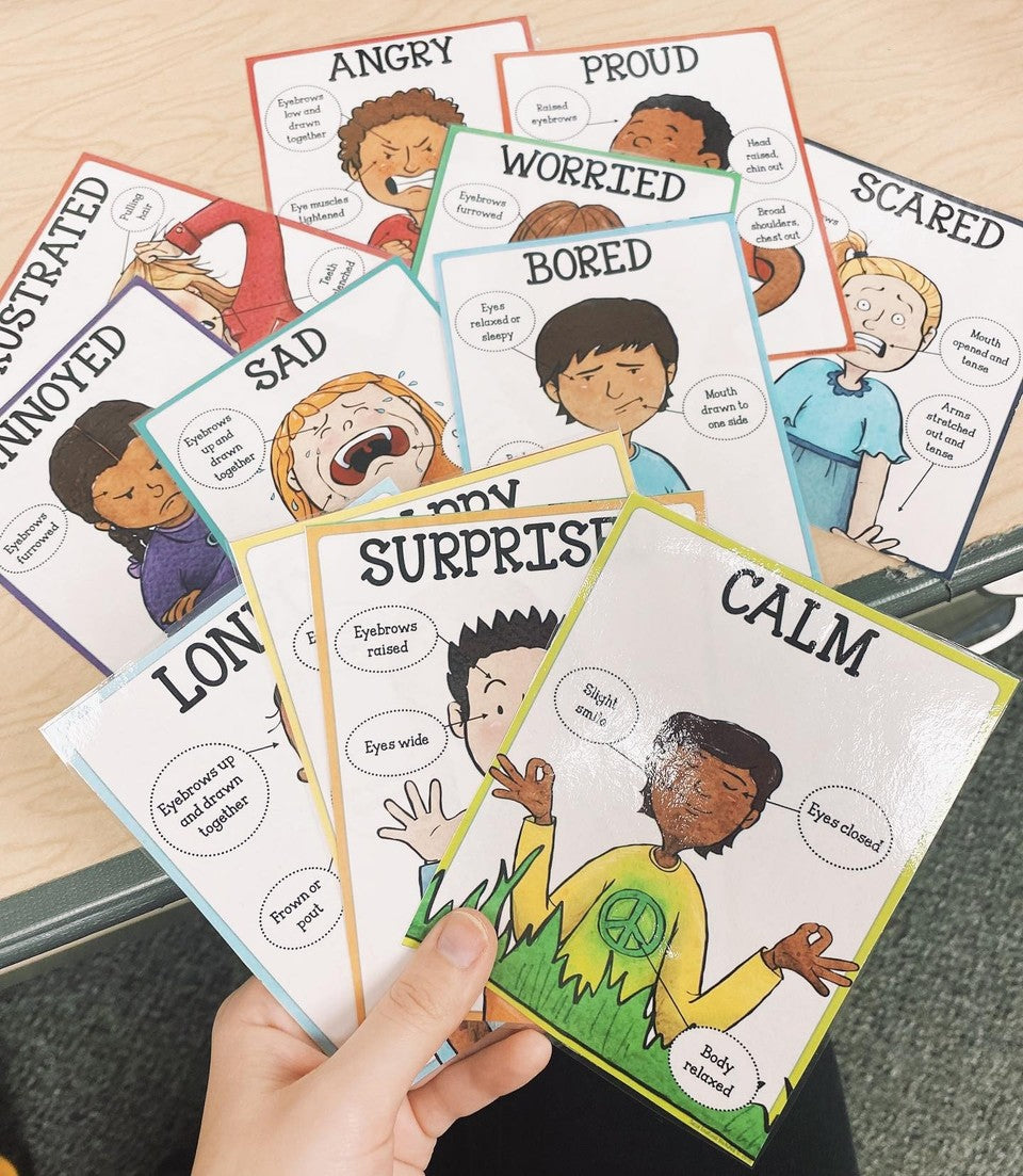 Feelings Posters, Cards, Charts, Worksheets | Identifying Emotions Activities and Office Decor