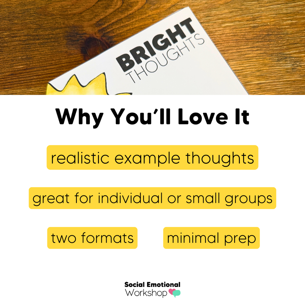 Positive Self Talk Activity for Helpful Thinking | Bright Thoughts Minibook | CBT Counseling Worksheets