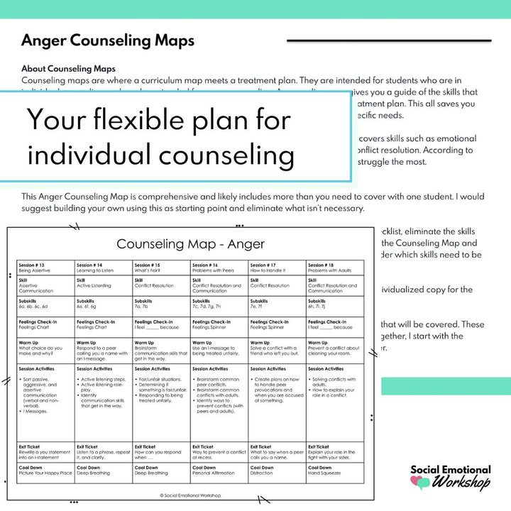 Anger Counseling Maps Social Emotional Workshop