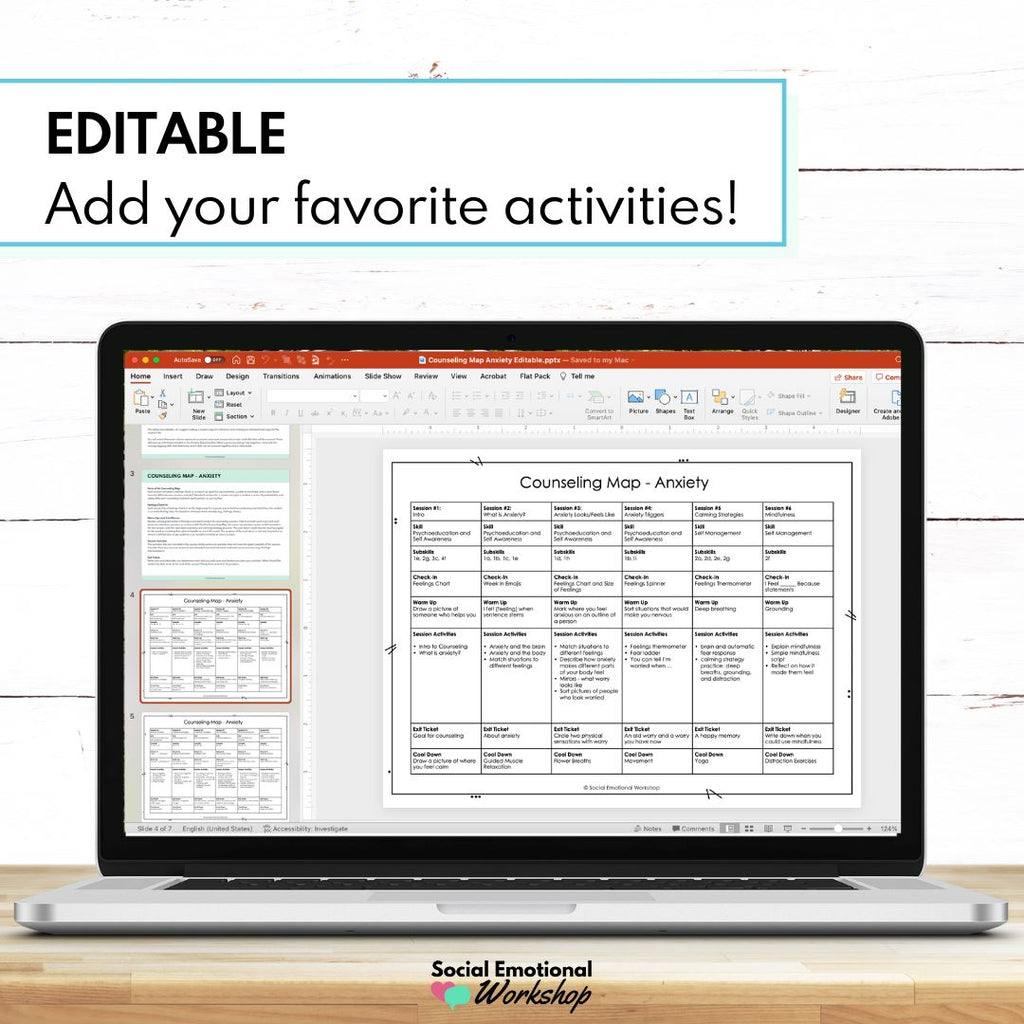 Anxiety Counseling Map and Skills Checklists - Individual Counseling Plan Social Emotional Workshop