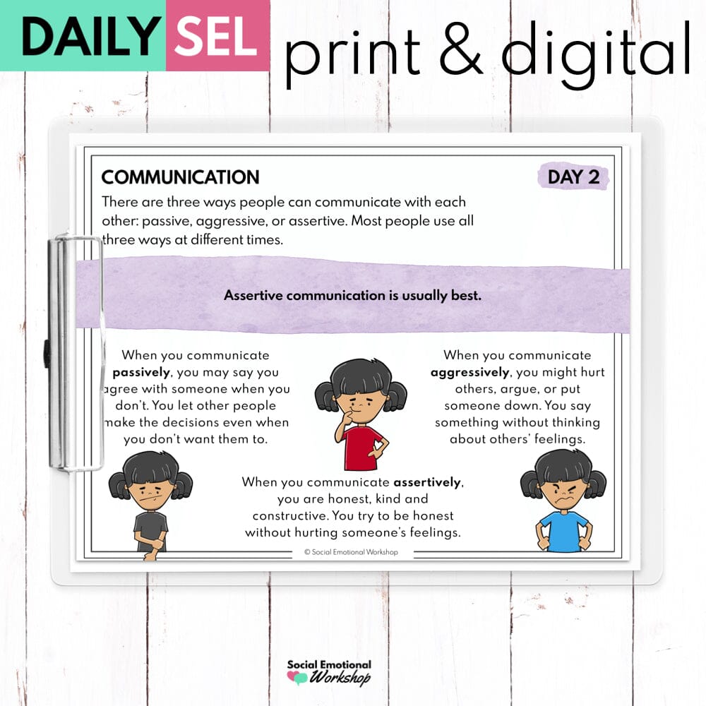 Assertive Communication Skills Lessons and Worksheets Media Social Emotional Workshop