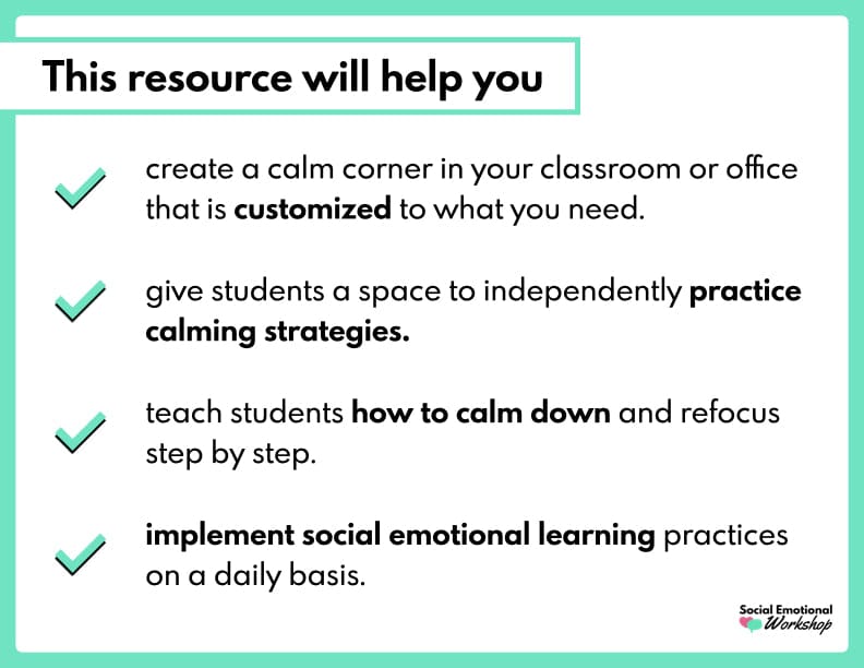 Calm Down Corner Bundle - Customizable Classroom Tools for Self Regulation Media Social Emotional Workshop
