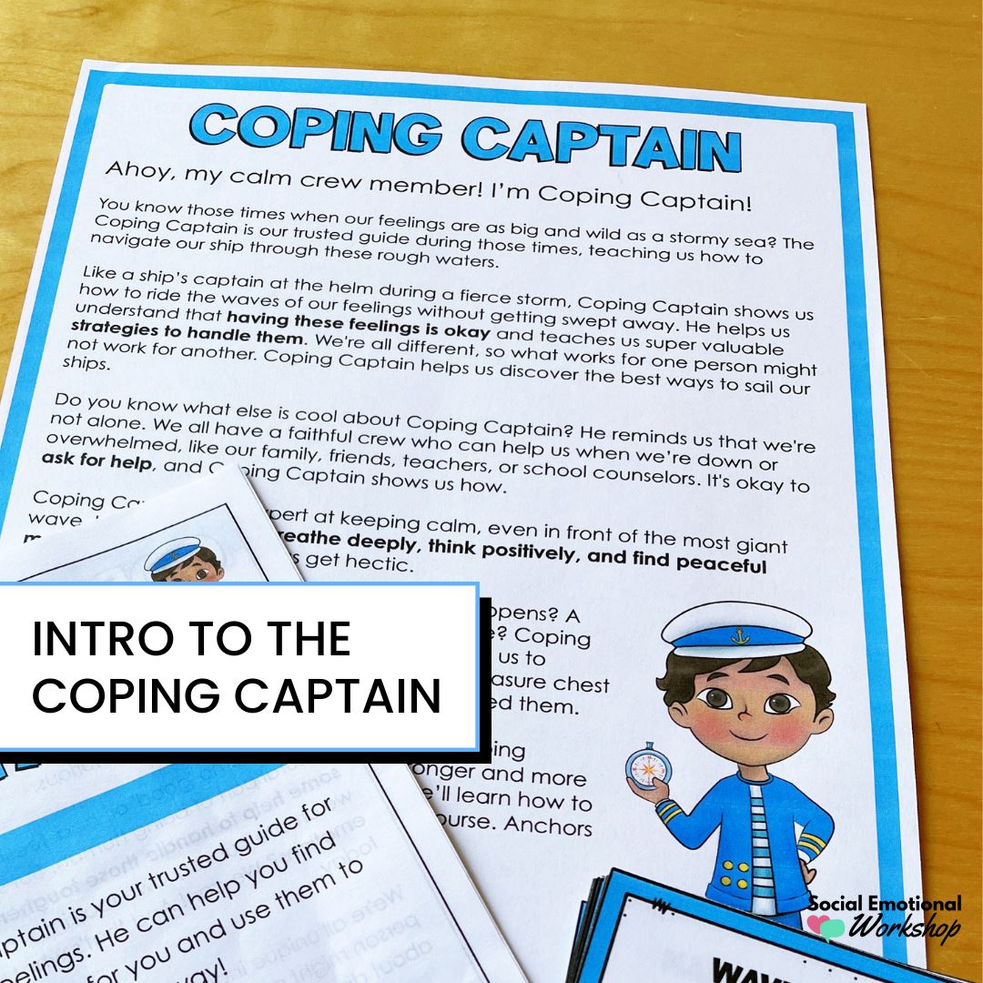 Calming Strategies Freebie Counseling Activities | Coping Captain Helper Squad Social Emotional Workshop