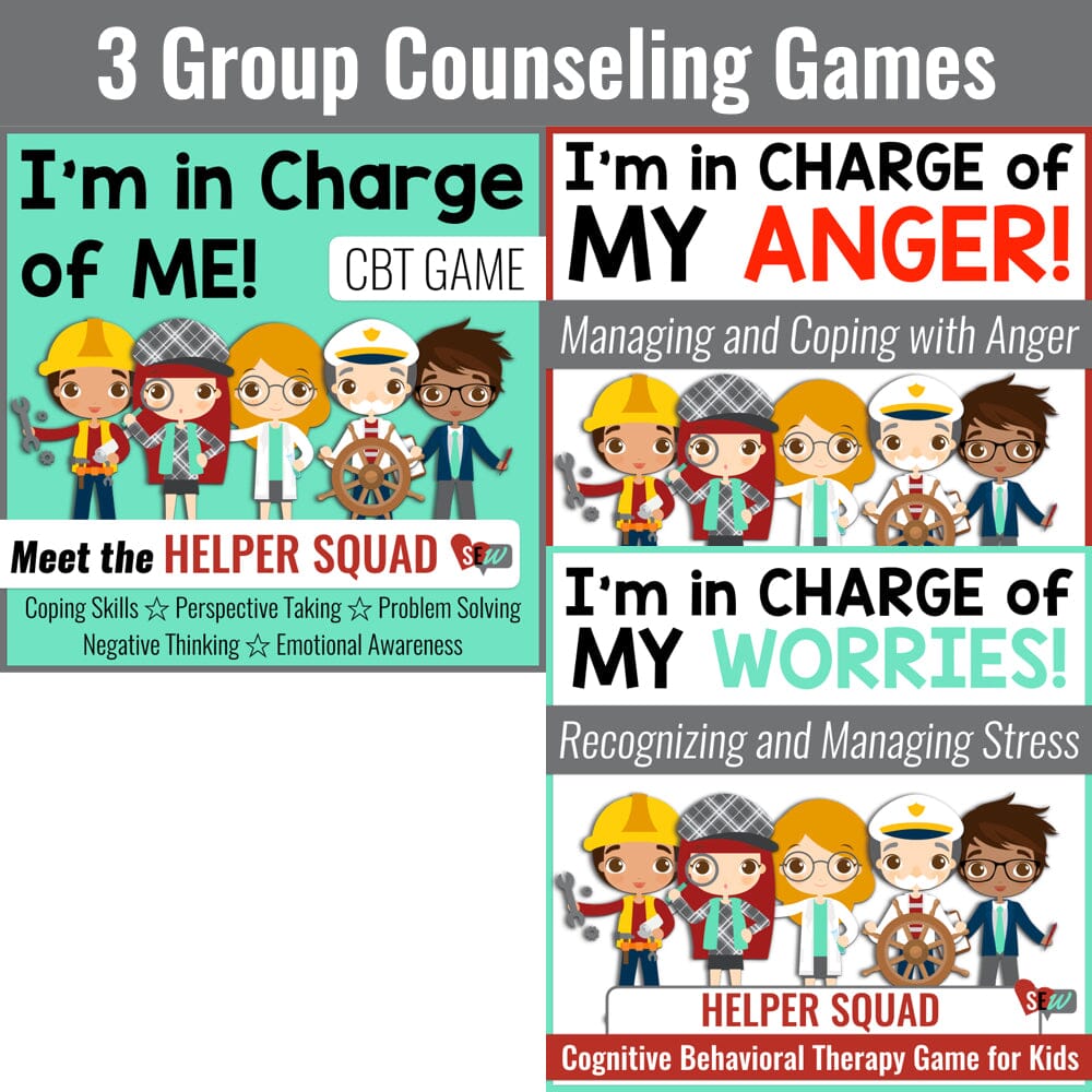 CBT Counseling Games & Activities Bundle Media Social Emotional Workshop