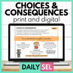 Choices & Consequences Lessons - Making Good Choices Activities - SEL Worksheets Media Social Emotional Workshop