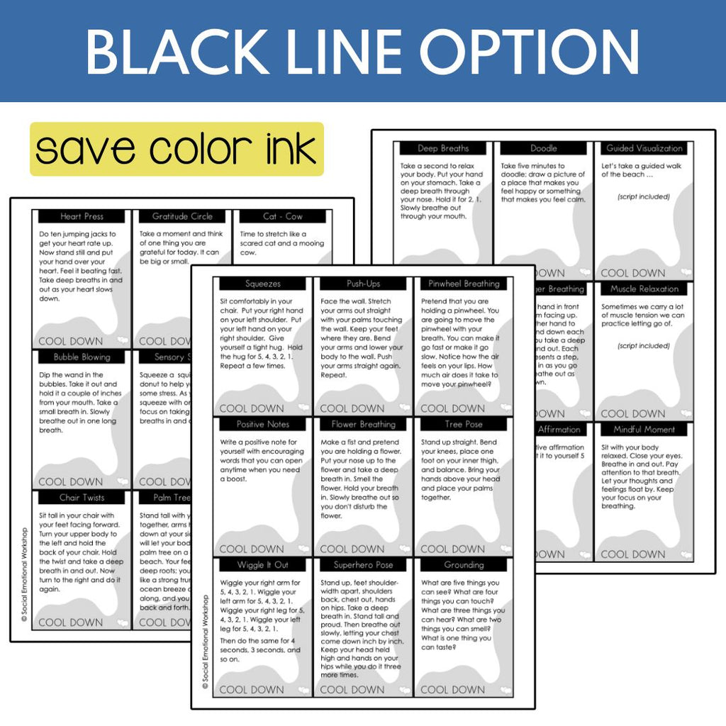 Counseling Cool Down Activities to Build Self Regulation | Calming Strategies Counseling Activities Social Emotional Workshop