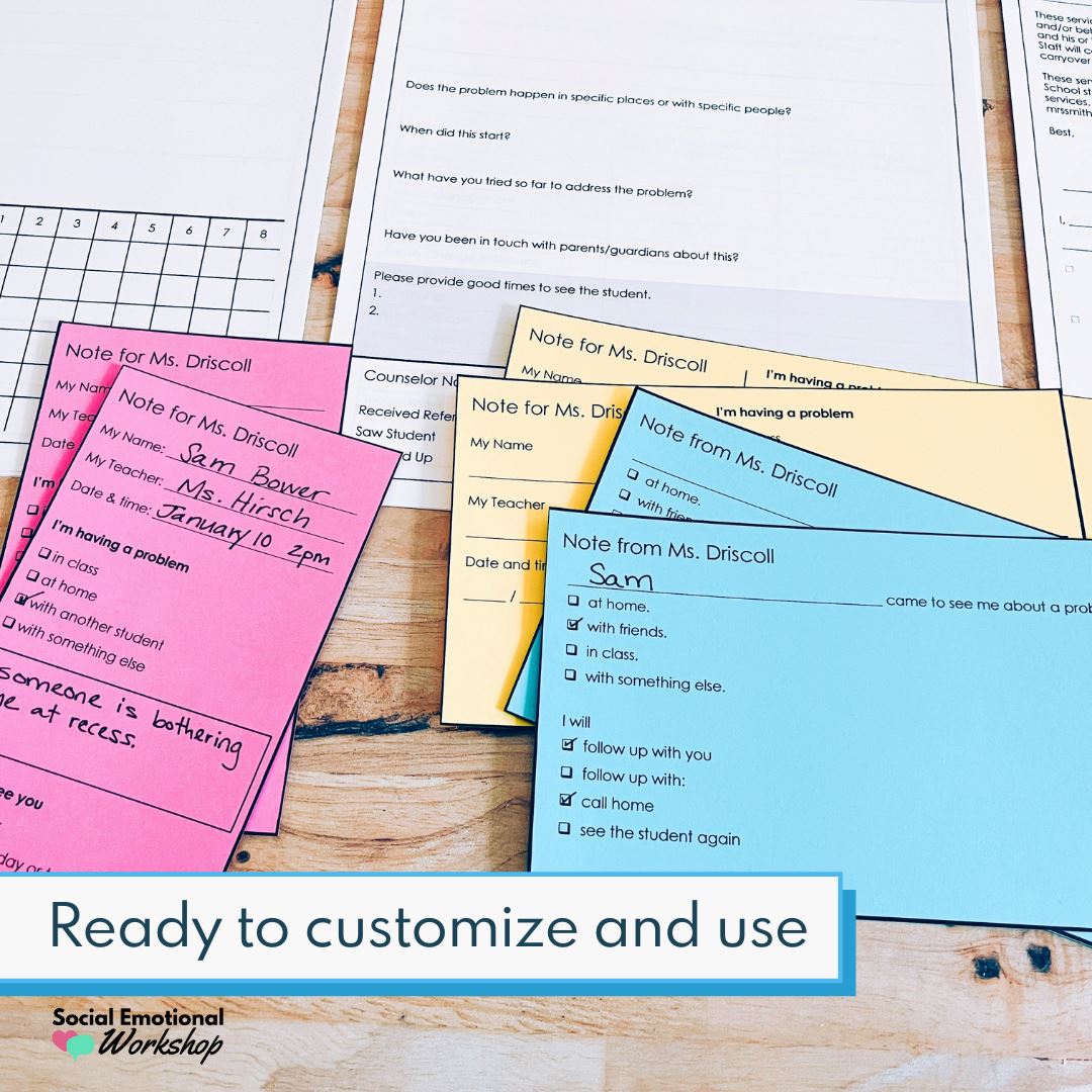 Counselor Forms: Counseling Plan Template, Permission Slips, Referral Forms Media Social Emotional Workshop