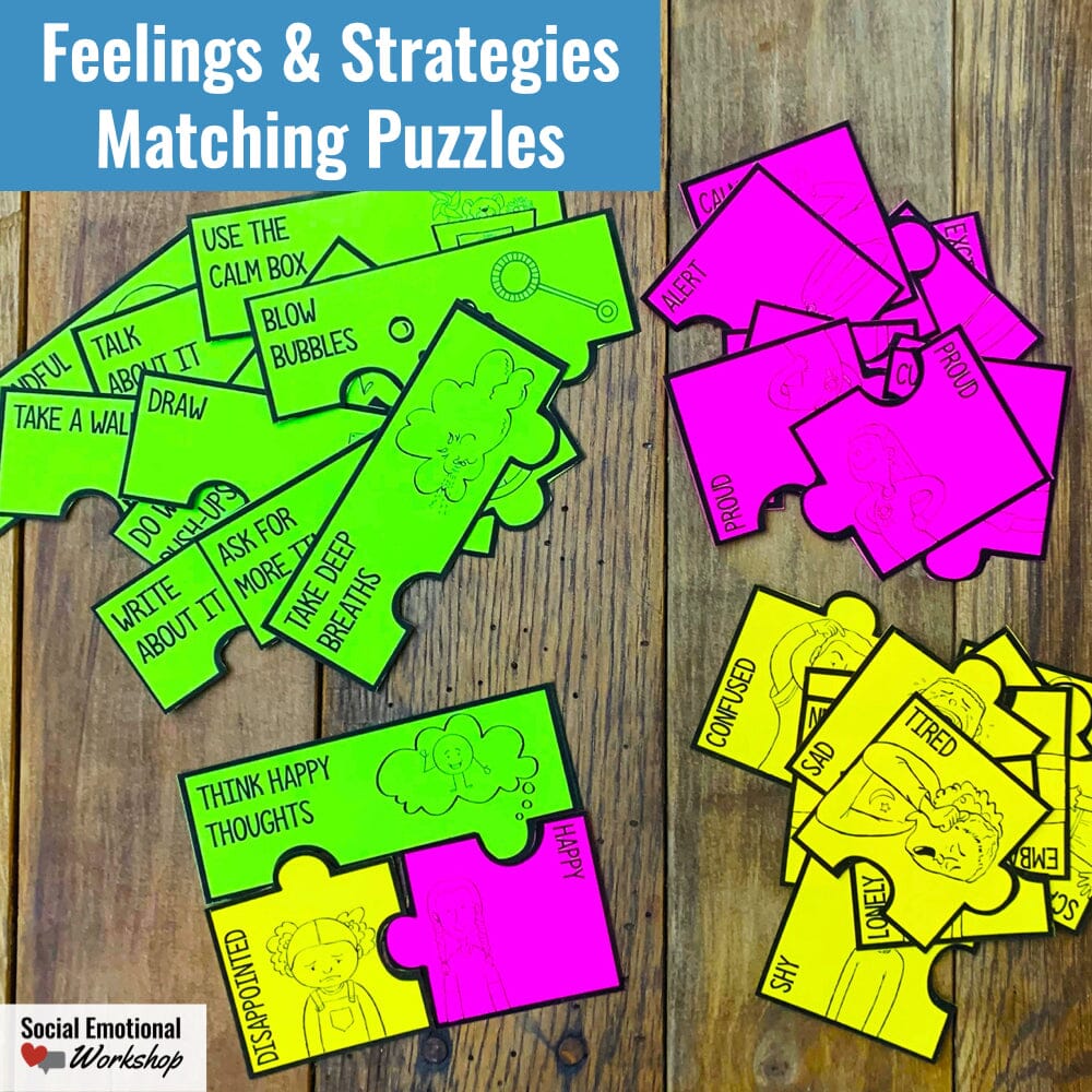 Feelings Check-In and Feelings Posters for Counseling and SEL Media Social Emotional Workshop